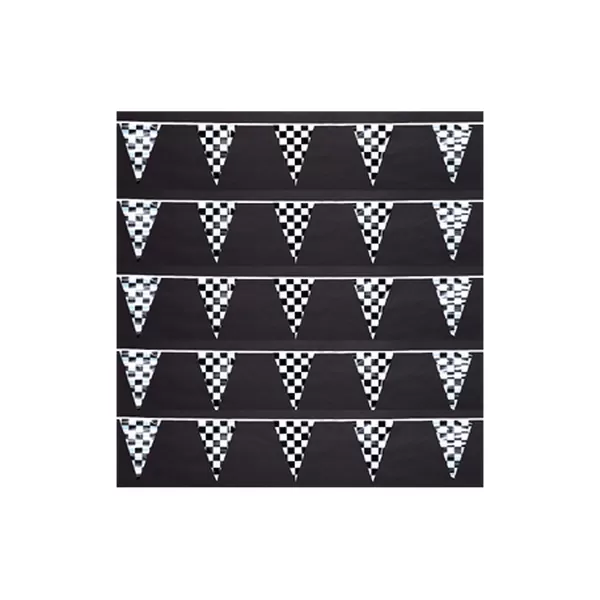 50 ft checkered triangle pennant string with 12 x 18 inch flags