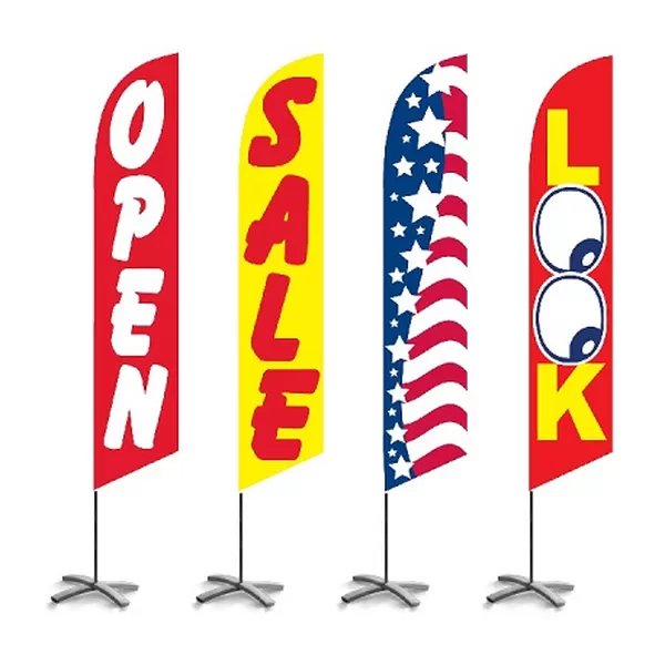 Red and yellow Open feather flag