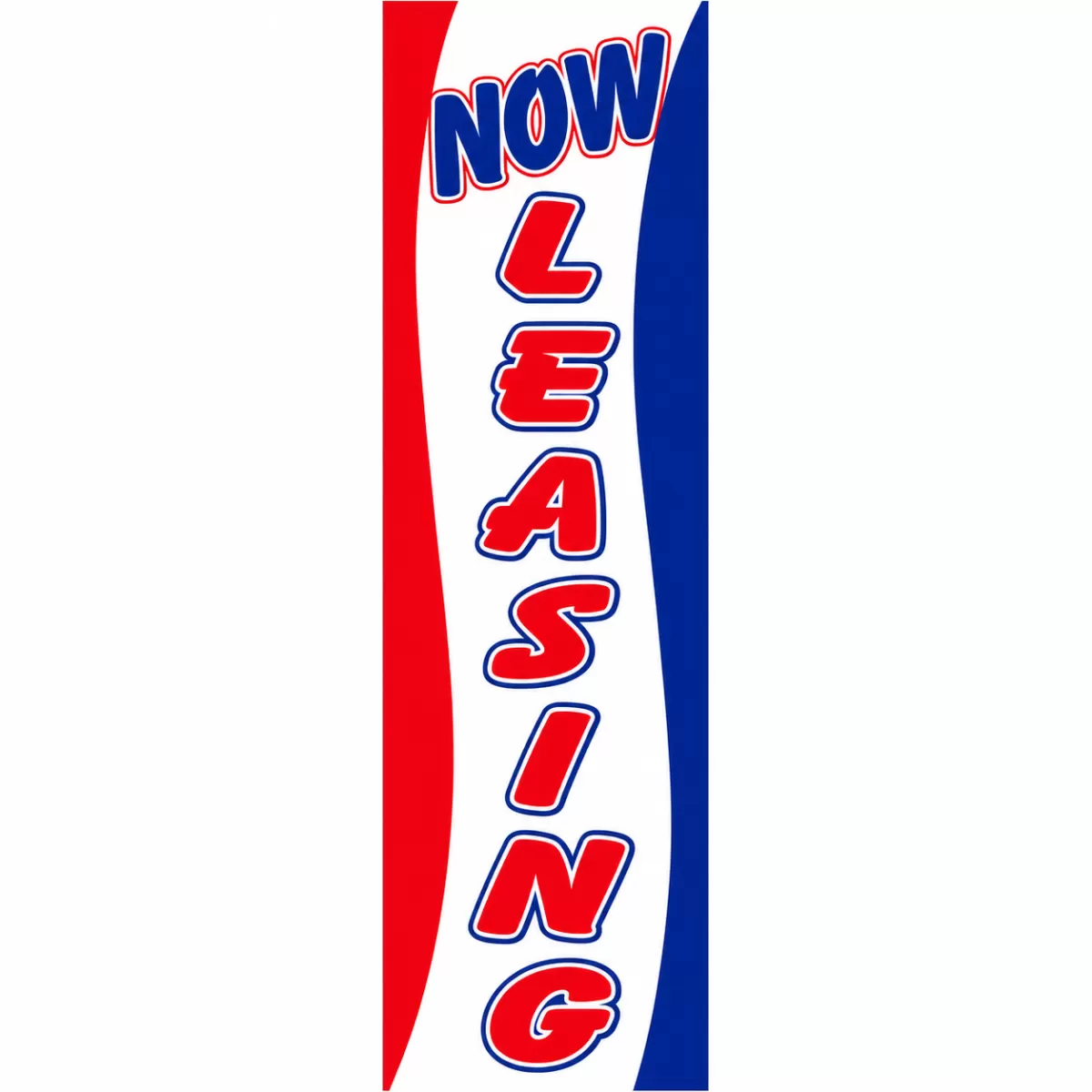 Now Leasing Drape Flag with four side grommets for vertical pole mounting