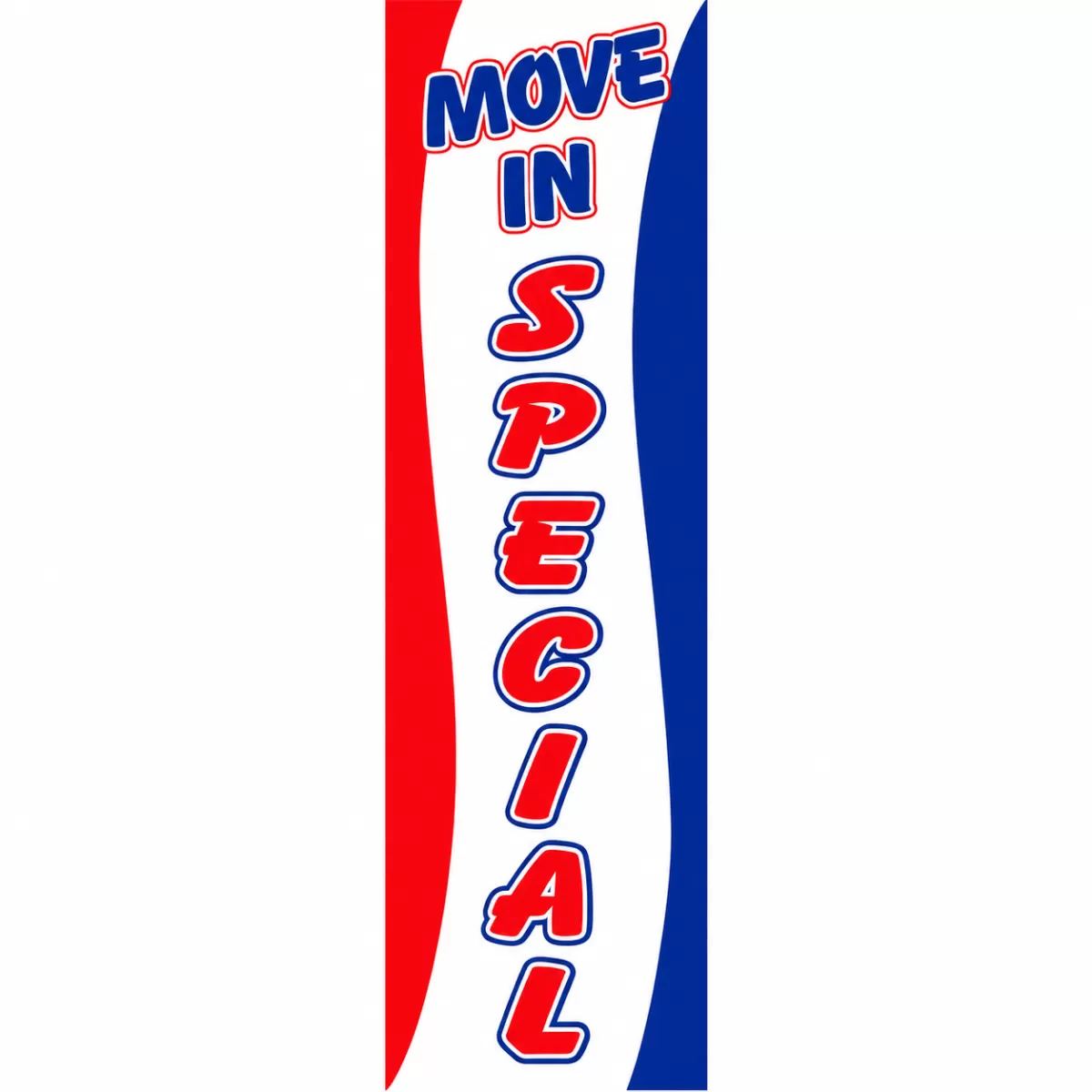 Move In Special Drape Flag with four side grommets for vertical pole mounting