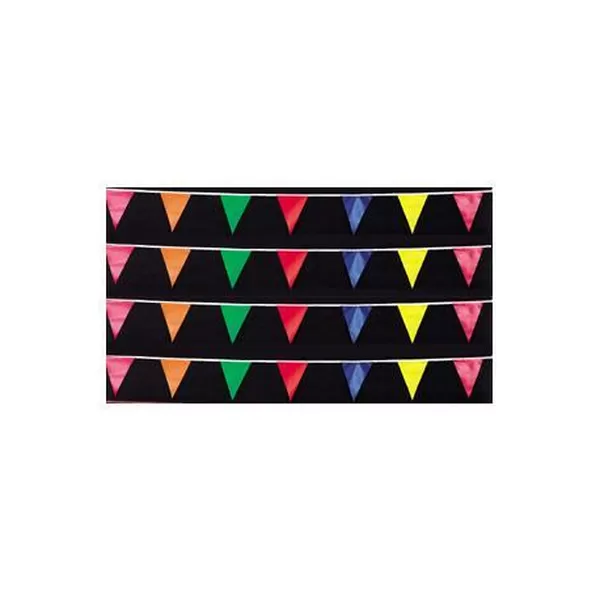 100 ft multicolor triangle pennant string with 9 x 12 inch flags