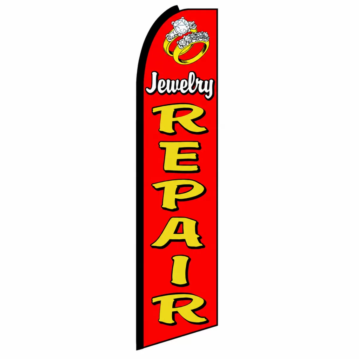 Jewelry Repair swooper flag design supplied with a pole kit and ground spike
