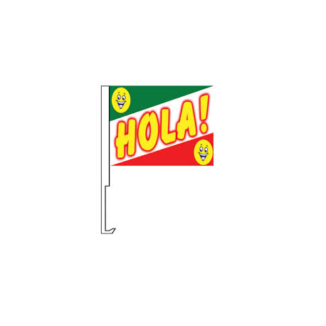 Hola Clip-On Car Flag. Qty 6