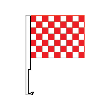 White And Red Clip-On Car Flag. Qty 6