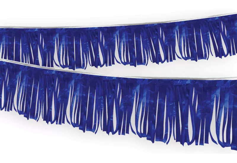 60 ft blue metallic hula fringe streamer