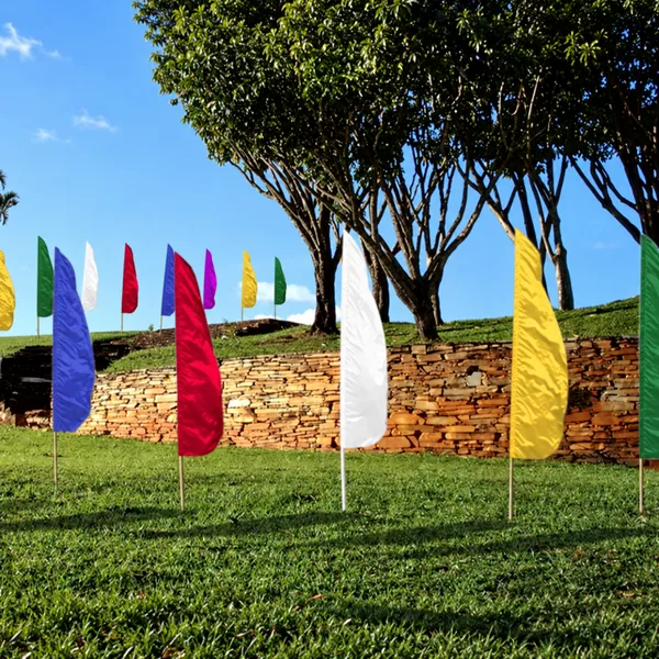 Red and yellow Open feather flag