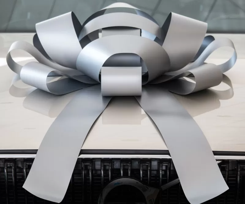 Giant Silver Magnetic Car Bow - Large 30 inch Size
