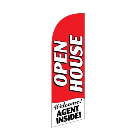 Open House Flag Kit Red Large-print With Pole And Spike Sre-9001