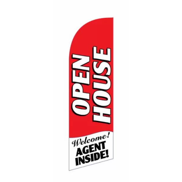 Red Open House large-print 6 ft feather flag