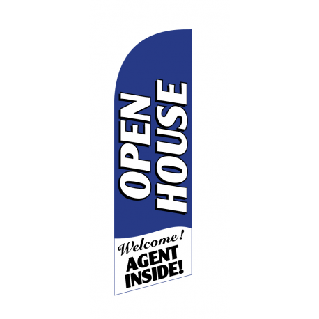 Open House Flag Kit Blue Large-print With Pole And Spike Sre-9000