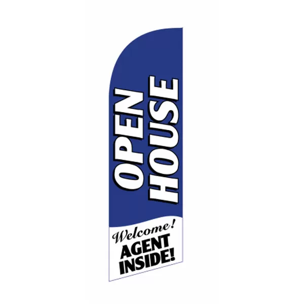Blue Open House large-print 6 ft feather flag