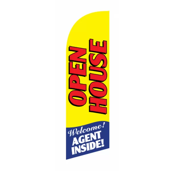 Yellow Open House large-print 6 ft feather flag