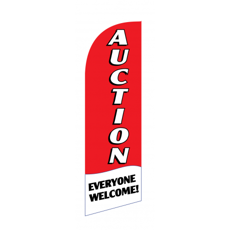 Auction Flag Kit Red With Pole And Spike