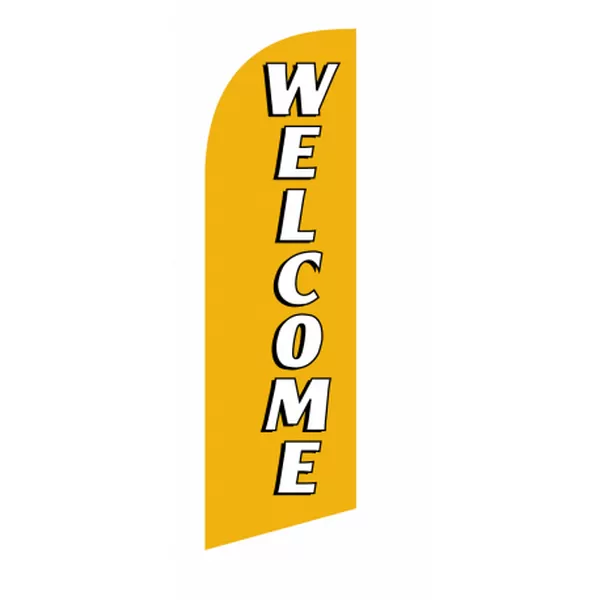 Gold Welcome 6 ft feather flag