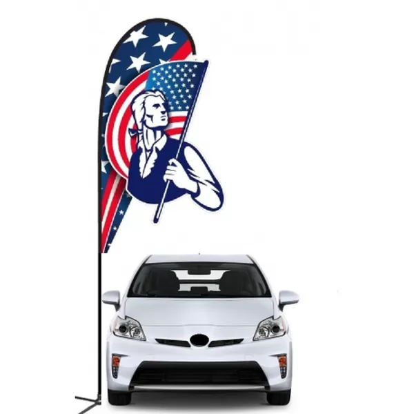 Patriotic double-sided 3D teardrop flag design