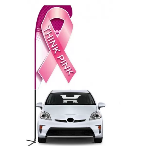 Think Pink double-sided 3D teardrop flag design