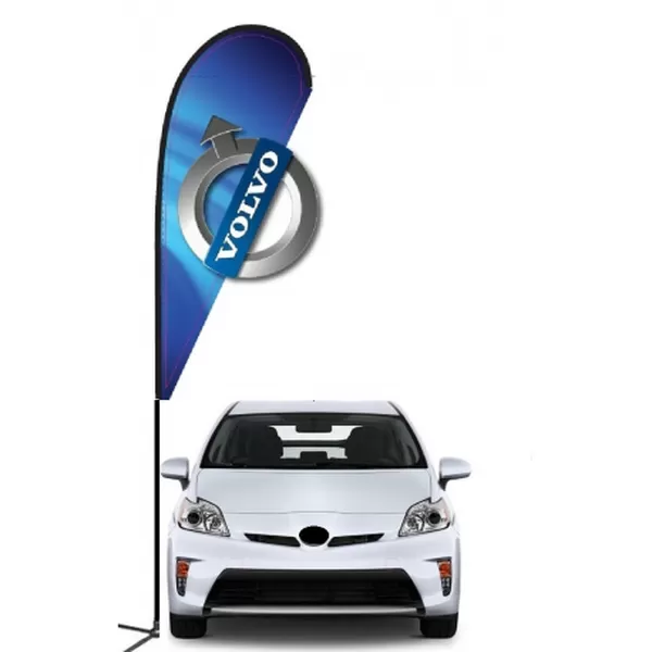Volvo double-sided 3D teardrop flag design