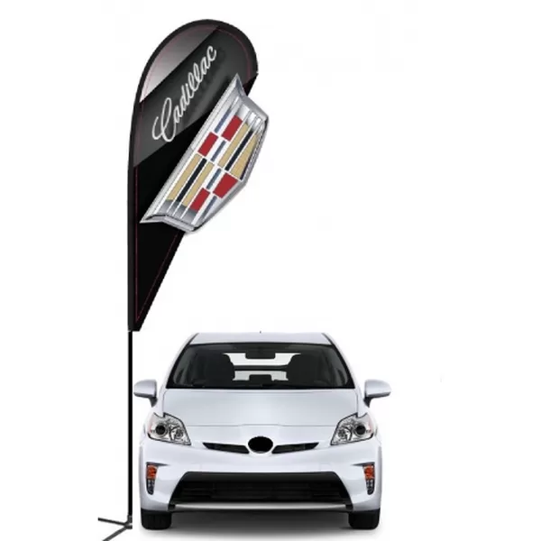 Cadillac double-sided 3D teardrop flag design