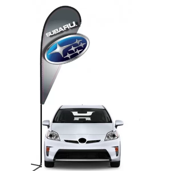 Subaru double-sided 3D teardrop flag design
