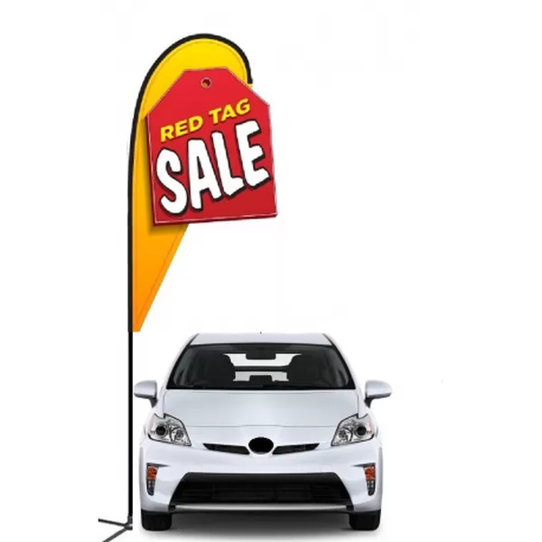 Red Tag Sale double-sided 3D teardrop flag design