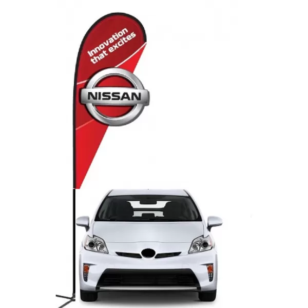 Nissan double-sided 3D teardrop flag design