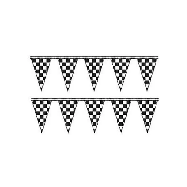 60 ft checkered triangle pennant string with 12 x 18 inch flags