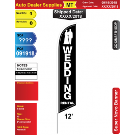 custom wedding single-sided nsfb-style feather flag (no hardware)