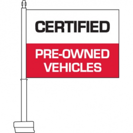Certified Pre-owned Clip On Car Flag Red. Qty 6.