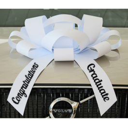New! 30 Inch Giant White Congratulations Graduate Magnetic Car Bow Jum-bow