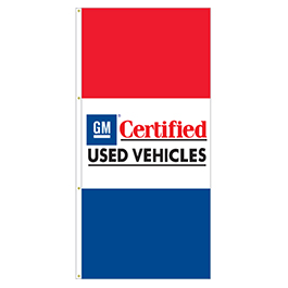 GM CERTIFIED USED VEHICLES Drape flag for Auto Dealers / Avenue Banner for Light Poles