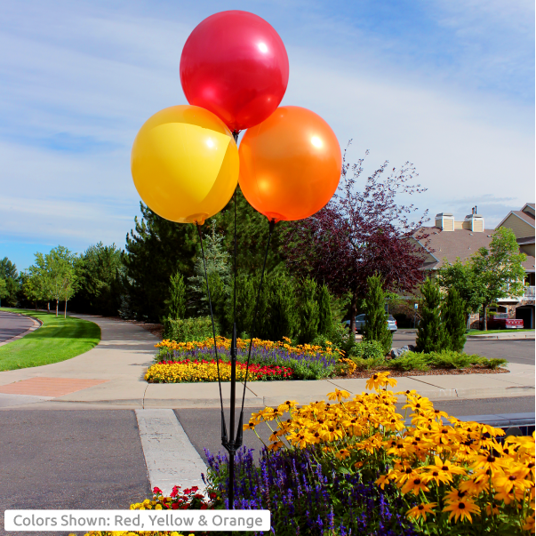 Permanent Outdoor Reusable Vinyl Balloons - 3 Cluster Kit With Ground-spike