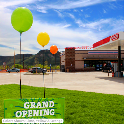 Permanent Outdoor Reusable Vinyl Balloons - Long Pole Kit With Ground-spike