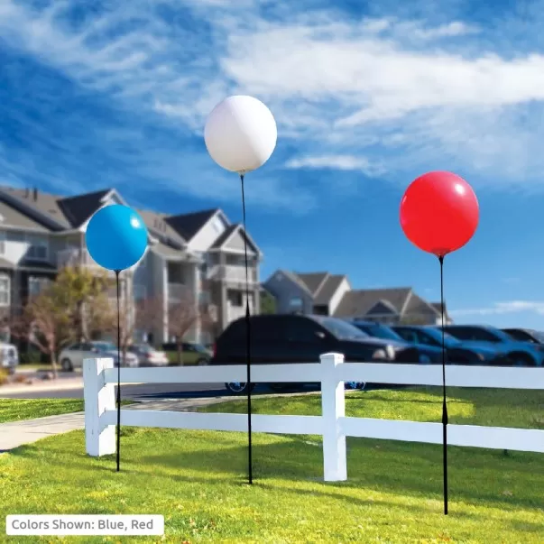 Permanent Outdoor Reusable Vinyl Balloons - Short Pole Kit With Ground-spike