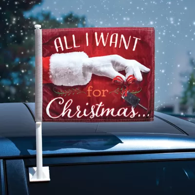 Holiday Clip-On Car Flags. Qty 6 - Ez418-hol