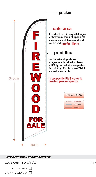 Custom Firewood Single-Sided Feather Flag