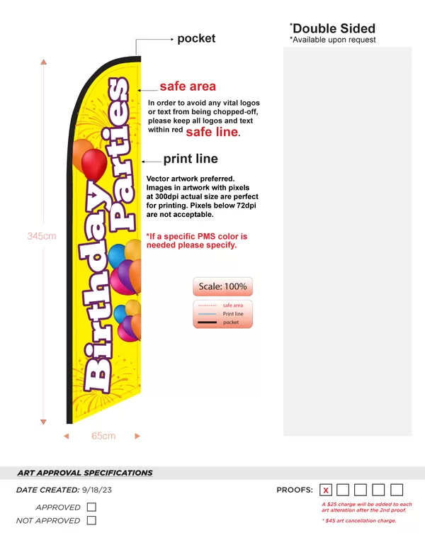 Birthday Parties Double-sided Nsfb-style Feather Flag Yellow