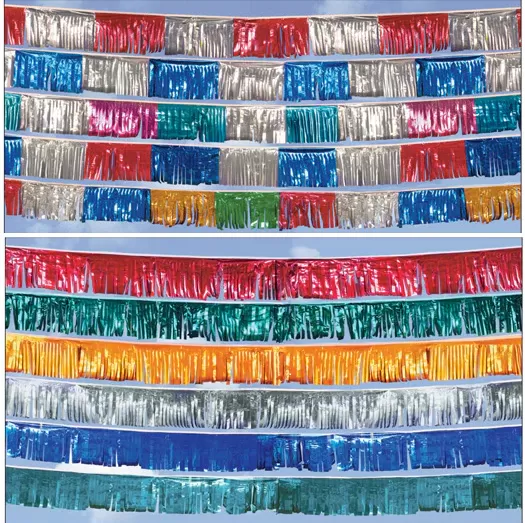 Metallic fringe streamer for Mardi Gras, carnival and parade float decorations