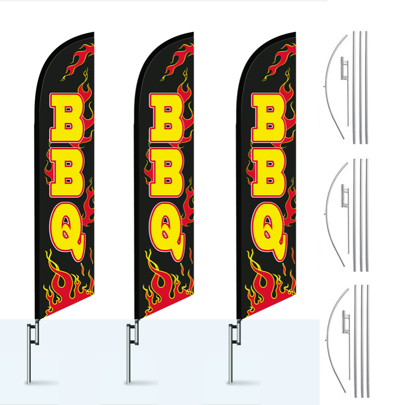 3-Pack BBQ Advertising Flag Kits