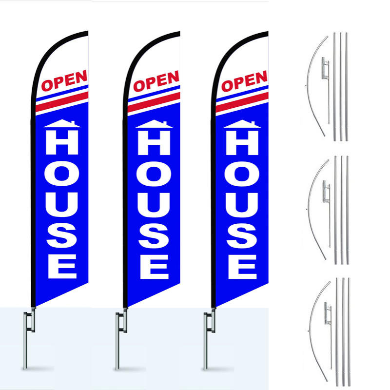 3-Pack OPEN HOUSE Advertising Flag Kits