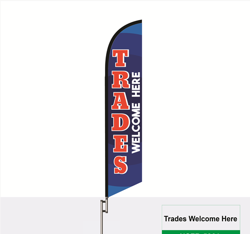 Trades Welcome Here Feather Flag - 5861nsfb