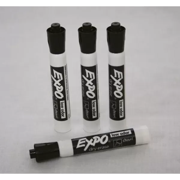 Set of four black dry erase markers