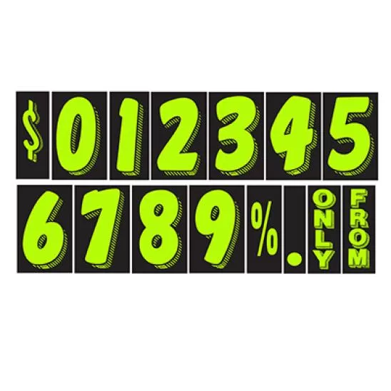 EZ109 chartreuse on black windshield number, symbol and word sticker choices