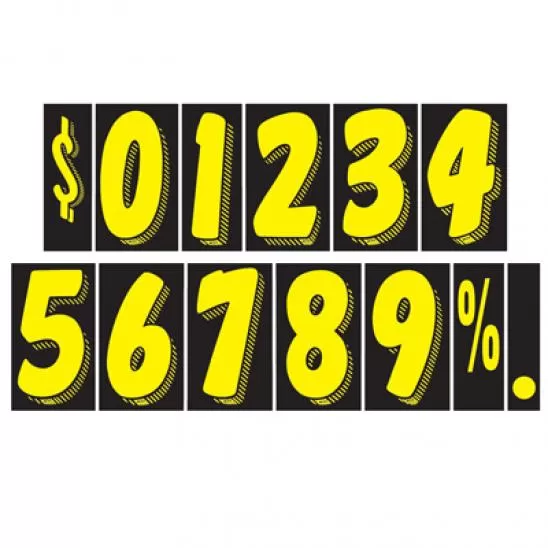 7-1/2 Inch Yellow & Black Windshield Numbers | EZ158