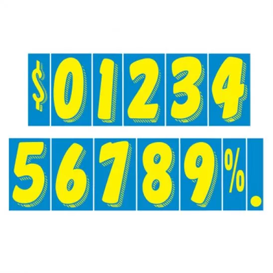 11-1/2 Inch Blue & Yellow Windshield Numbers | EZ114