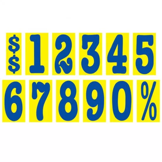 5-1/2 Inch Blue & Yellow Windshield Numbers | EZ147