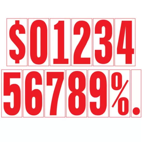 5-1/2 Inch Red & White Windshield Numbers | 58290