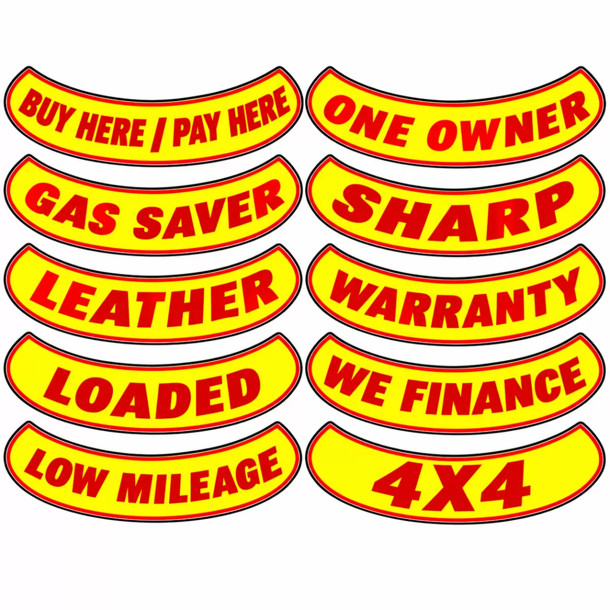 Red & Yellow Reverse Arch Slogan Stickers | EZ219R