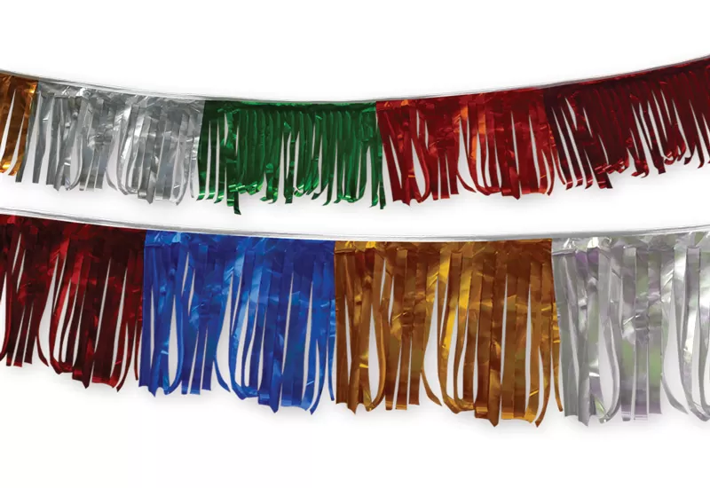 60 ft multicolor metallic hula fringe streamer