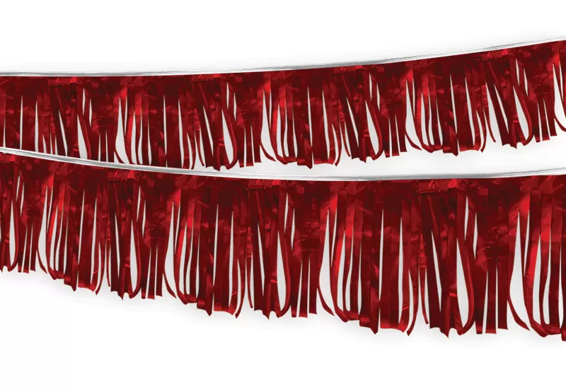 60 ft red metallic hula fringe streamer