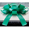 30-inch green magnetic car bow with two long vinyl ribbon tails